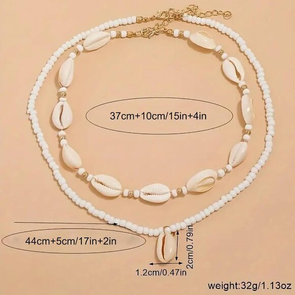 Handmade Sea Shell Necklace for Women Summer Adjustable Natural Shell Collar Nec - Picture 7 of 7